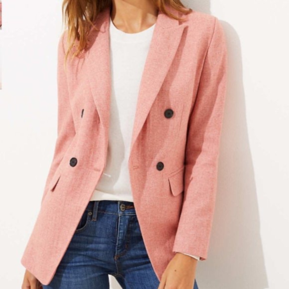 Loft Melange Double Breasted Blazer in Rose